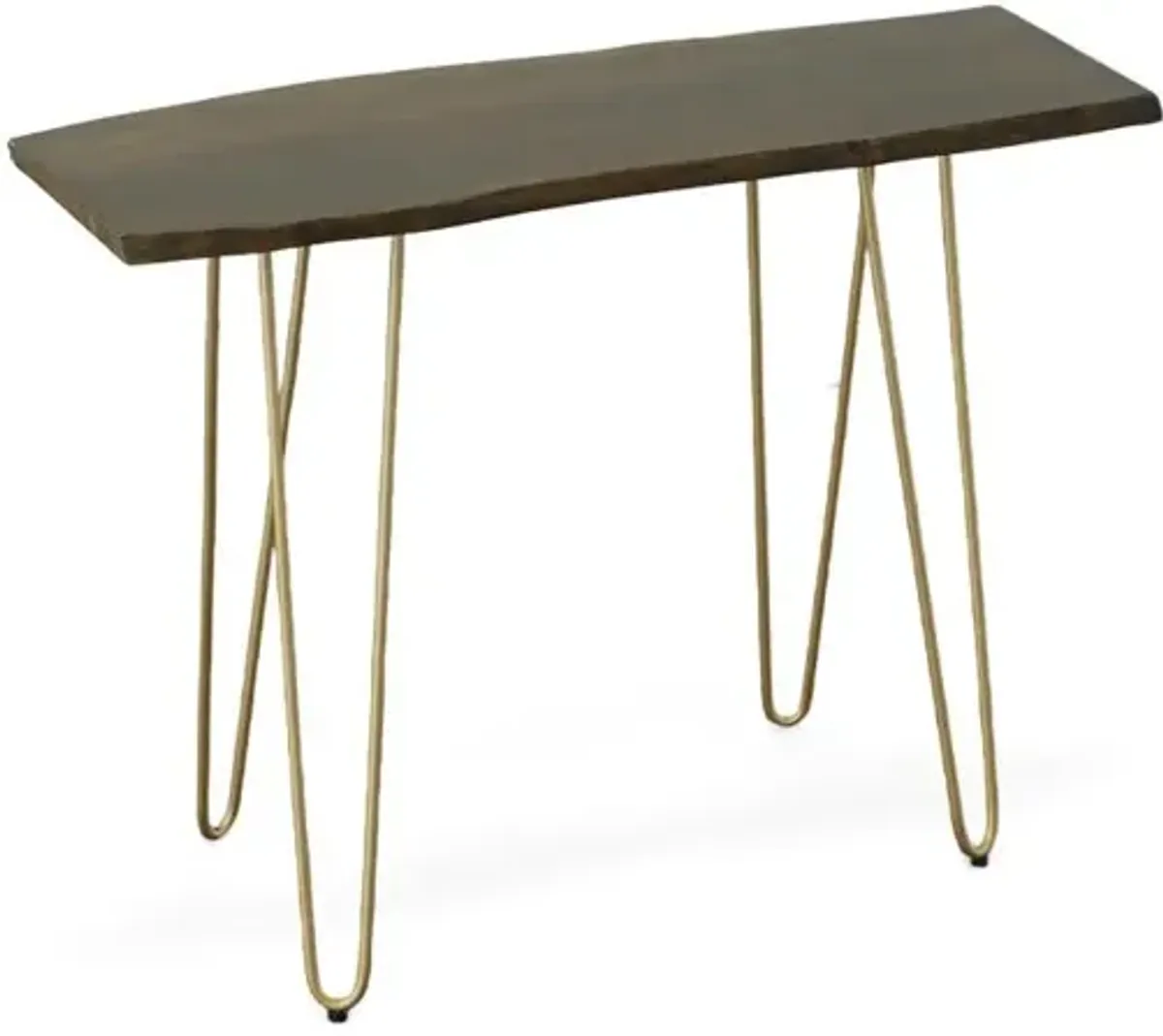 Carolina Living Seti Live Edge Console Table - Elm Top - Gold Base