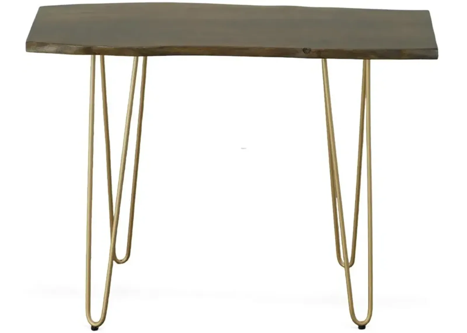 Carolina Living Seti Live Edge Console Table - Elm Top - Gold Base