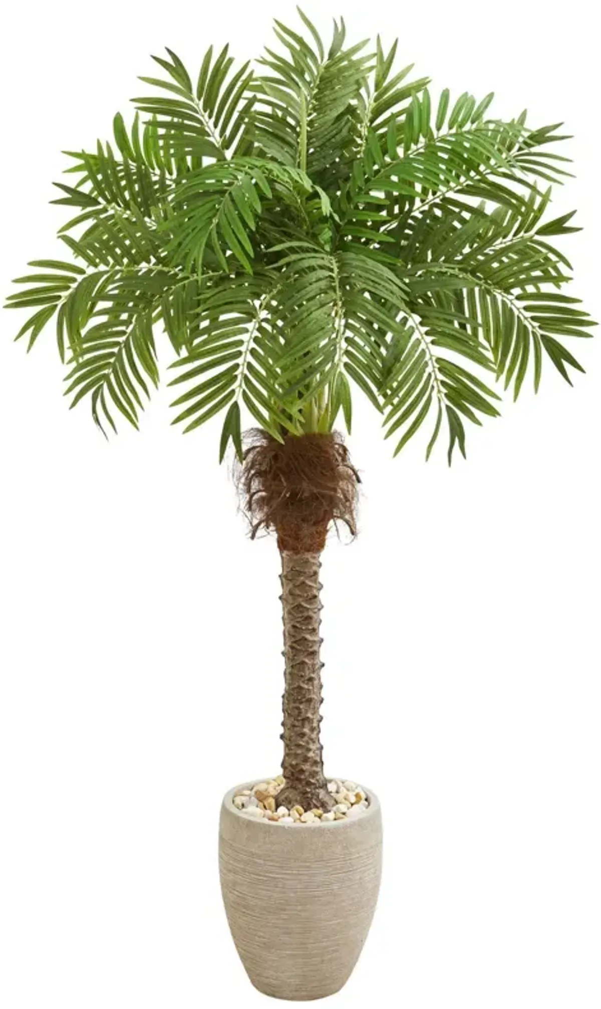 Nearly Natural 63-in Robellini Palm Artificial Tree in Sandstone Planter