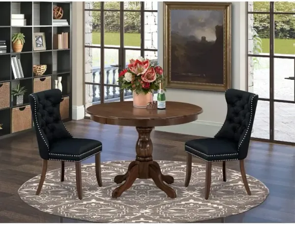 East West Furniture 3 Piece Kitchen Table Set Consists of a Round Modern Dining Table