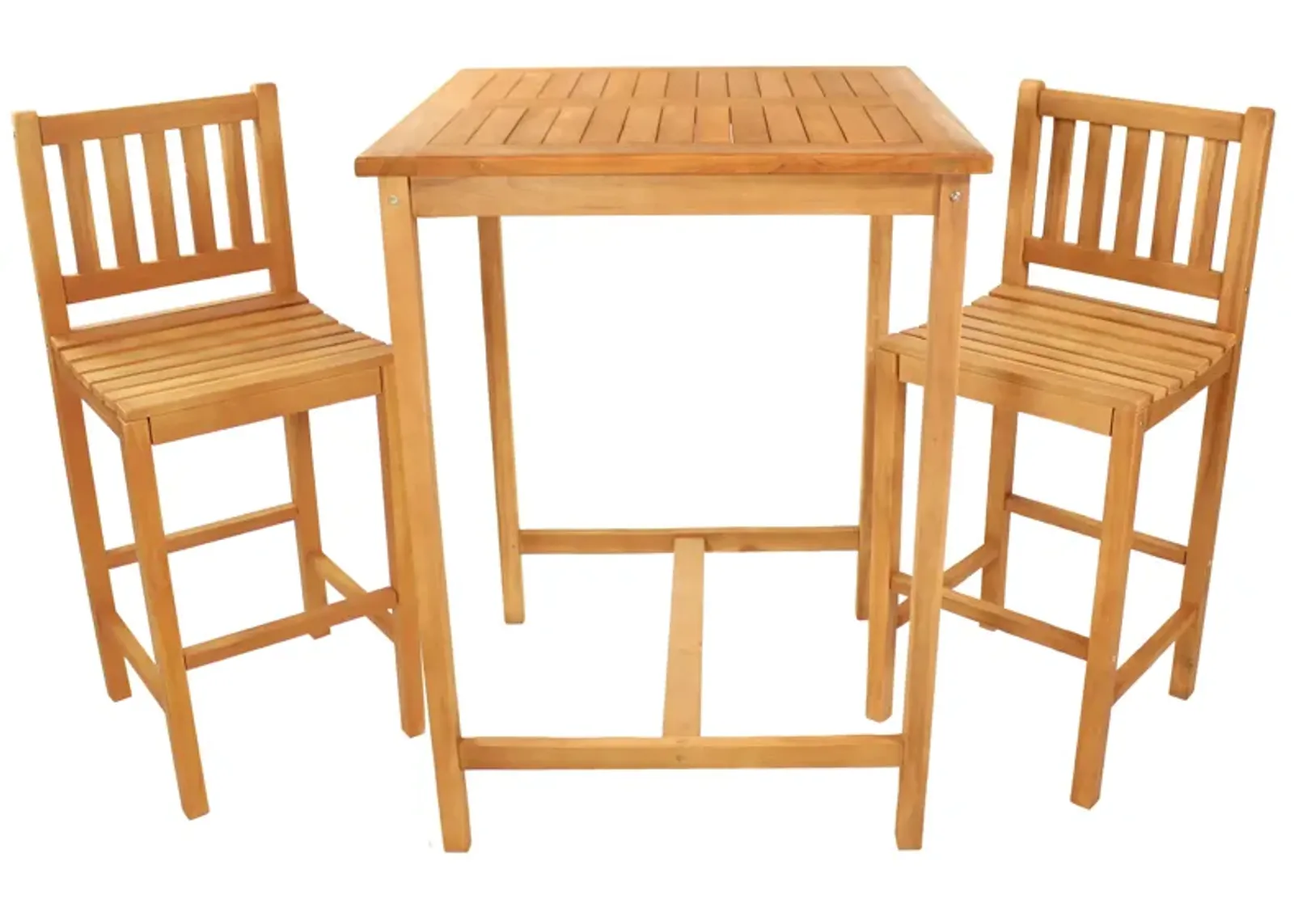 Sunnydaze 3-Piece Teak Outdoor Bar Set -  Brown