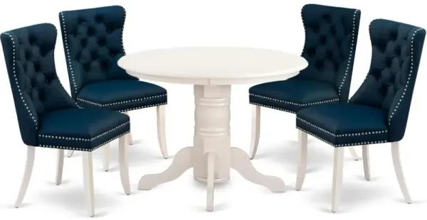 5 Piece Kitchen Table Set Consists of a Round Dining Table with Pedestal