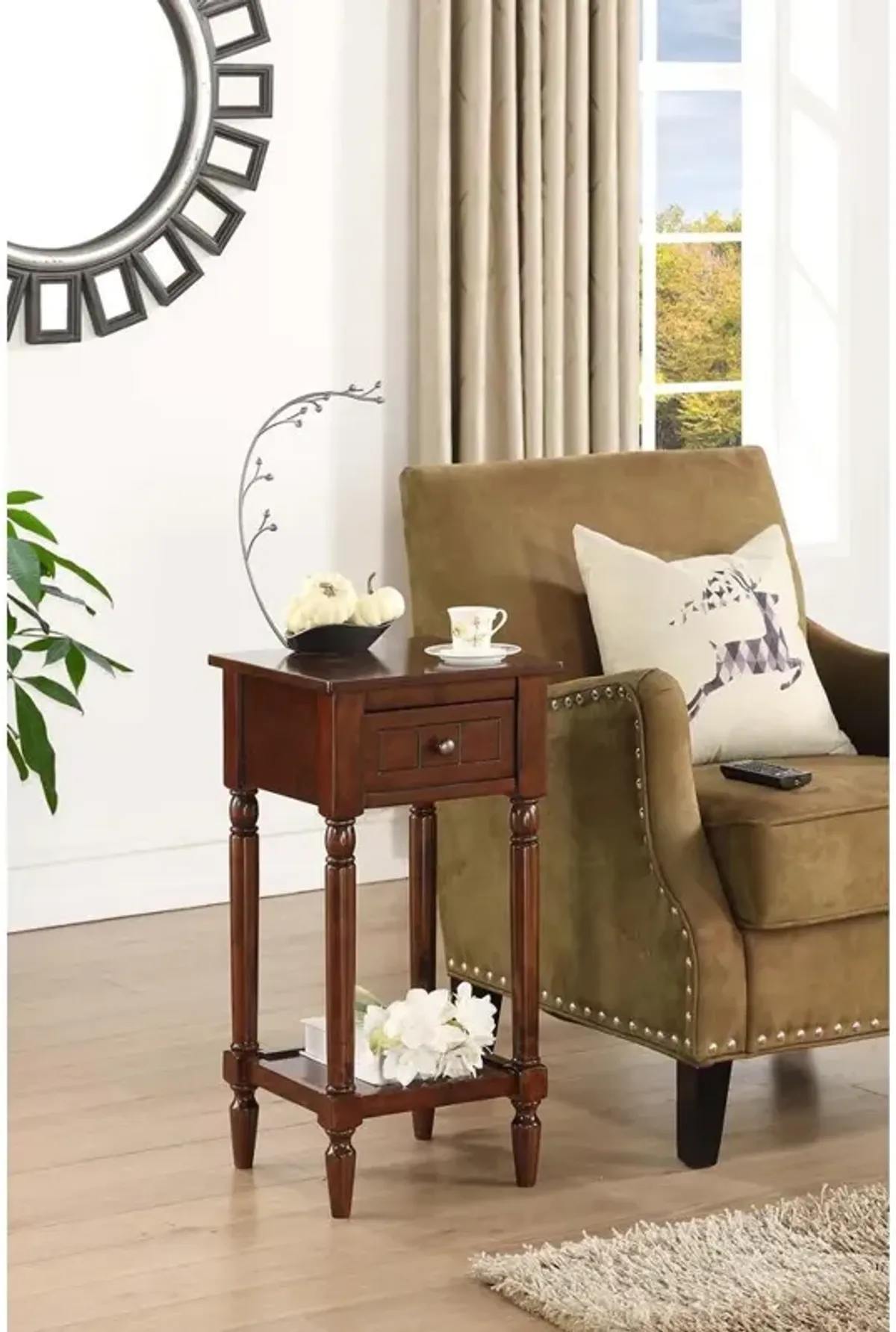 Convenience Concepts French Country Khloe 1 Drawer Accent Table with Shelf Espresso