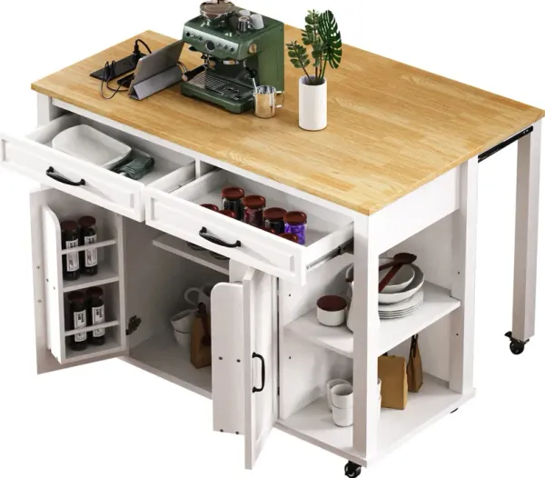 Merax Kitchen Island with Extendable Dining Table