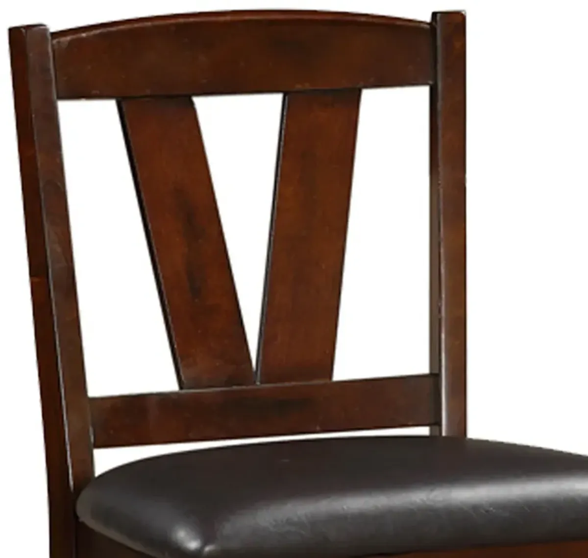 Rubber Wood Counter Height Armless Chair, Dark Walnut brown, Set of 2-Benzara