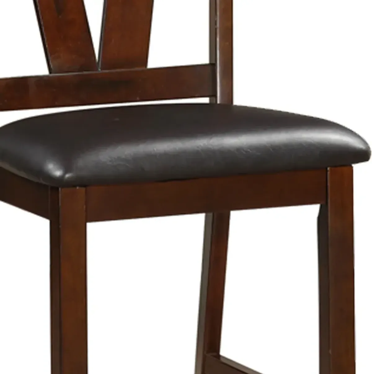 Rubber Wood Counter Height Armless Chair, Dark Walnut brown, Set of 2-Benzara