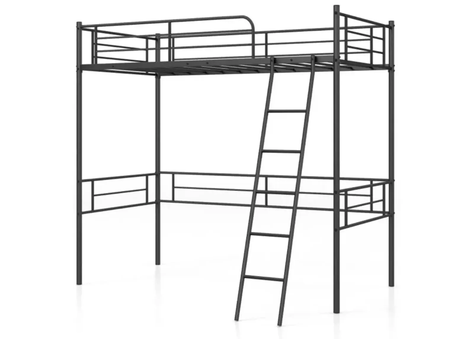 Hivvago Metal Loft Twin Bed Frame Single High Loft Bed-Black