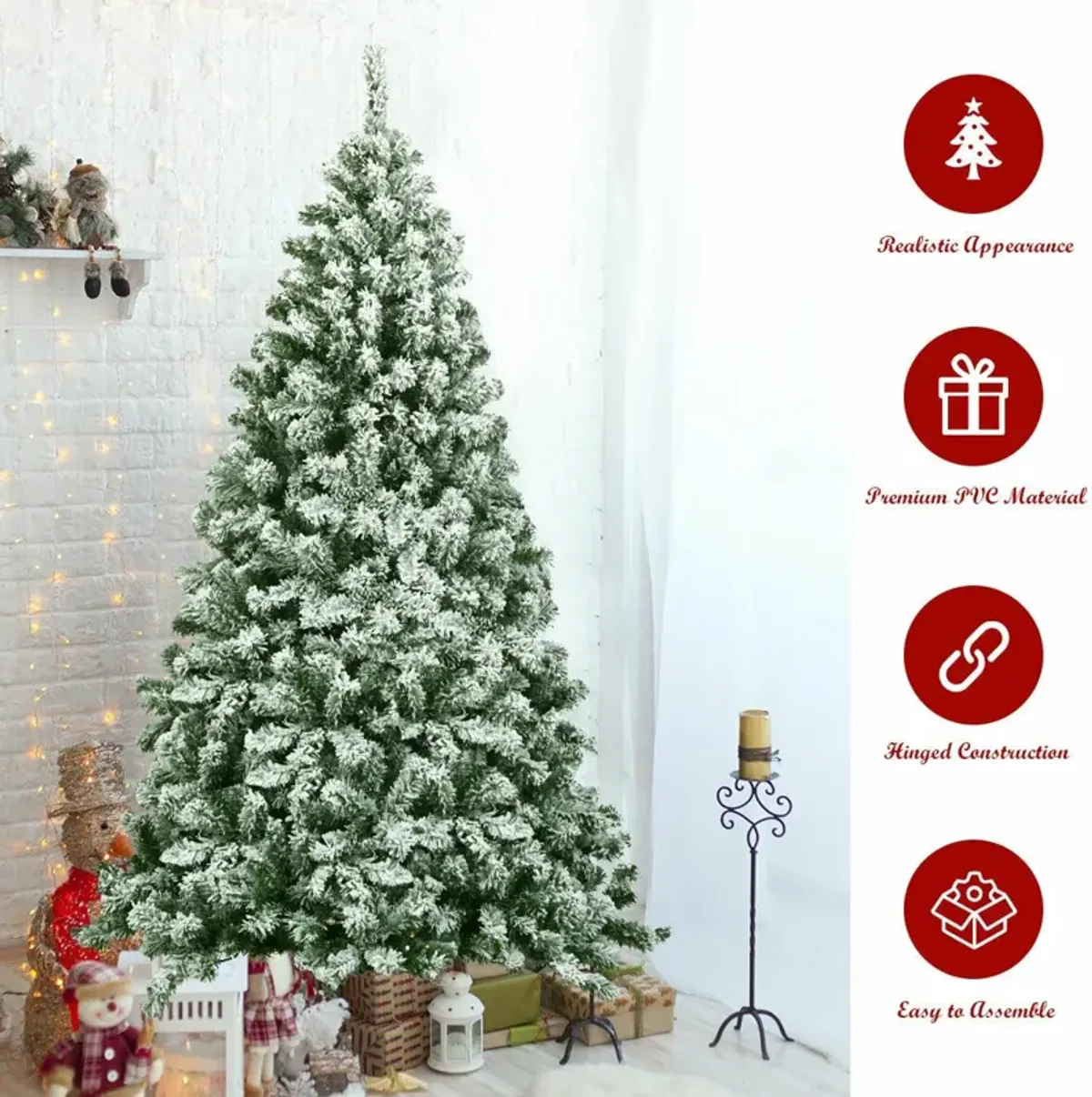 Snow Flocked Artificial Christmas Tree Hinged with 928 Tips