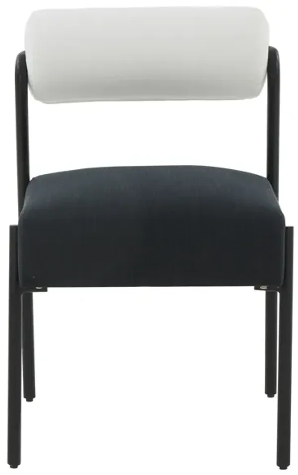 Jolene Cream and Black Linen Dining Chair - Set of 2