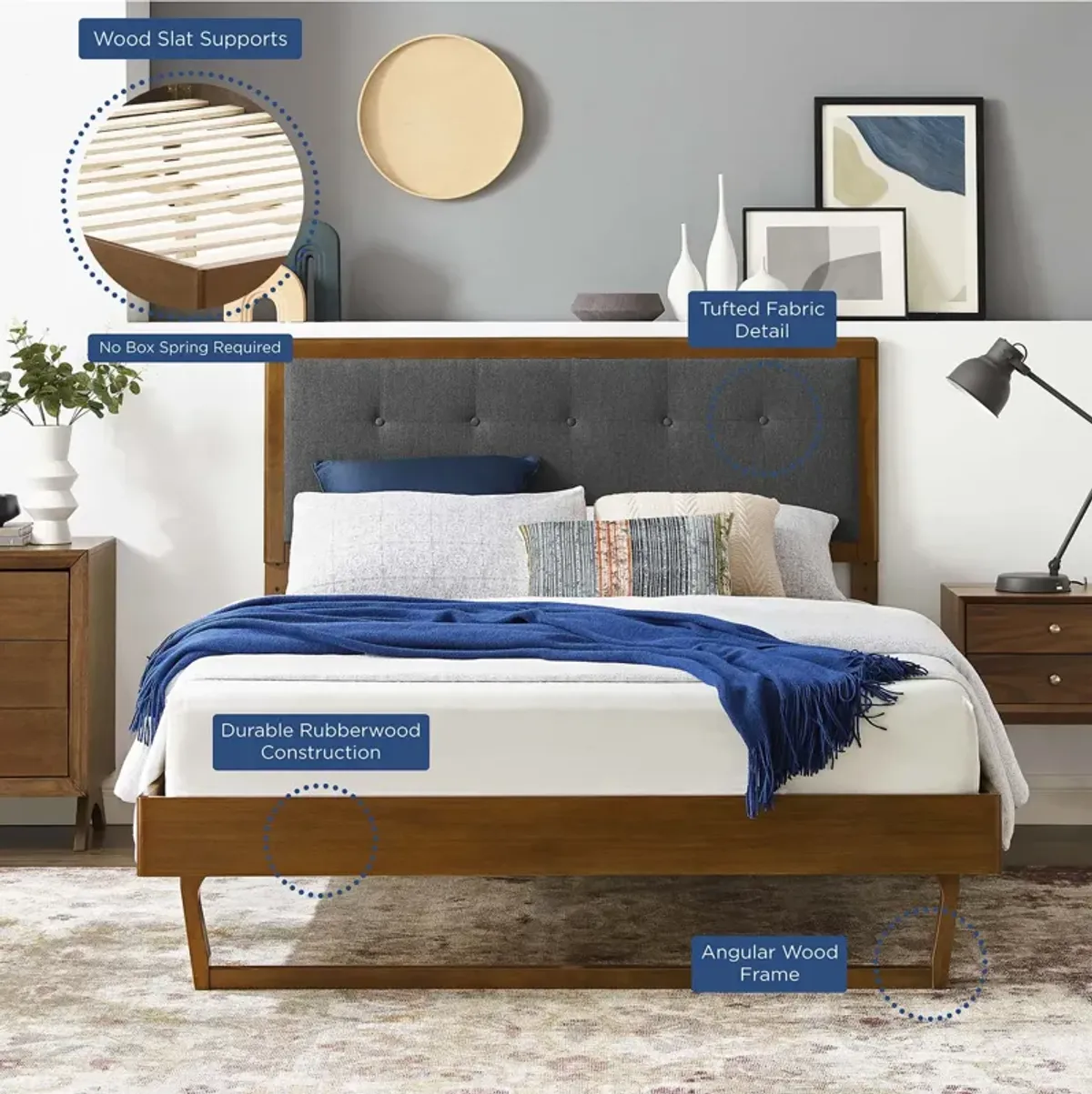 Modway - Willow King Wood Platform Bed with Angular Frame