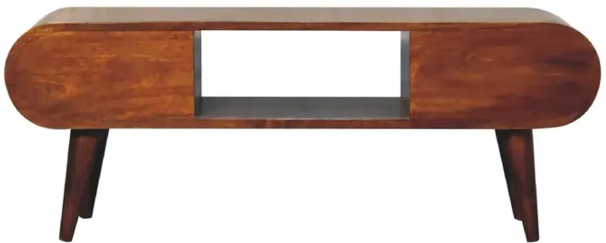 Artisan Furniture Chestnut Circular Solid Wood 2 Drawer  TV Unit