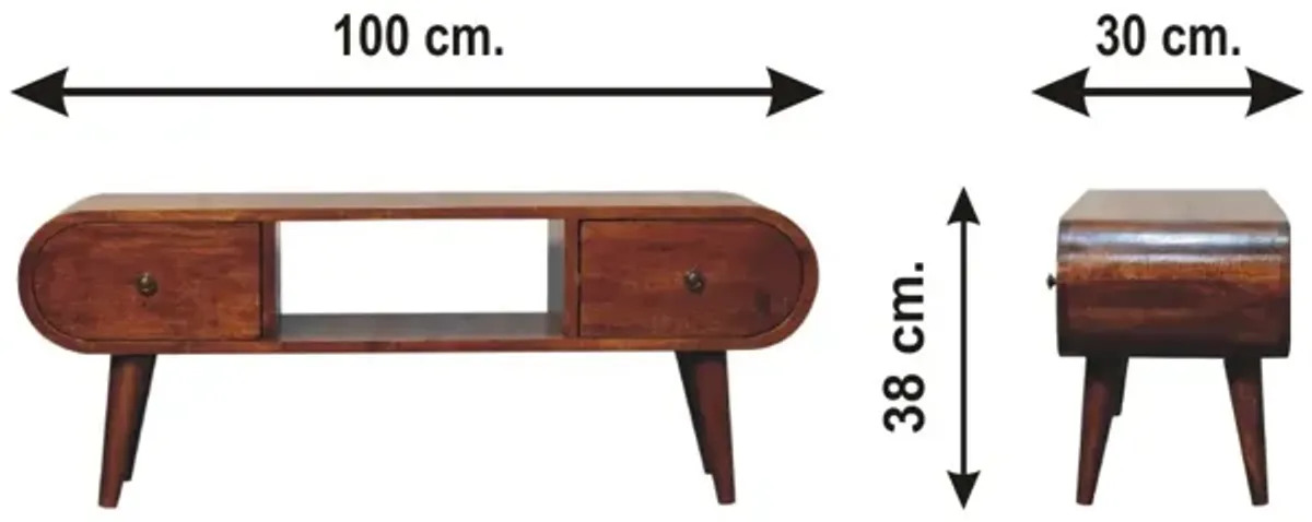 Artisan Furniture Chestnut Circular Solid Wood 2 Drawer  TV Unit