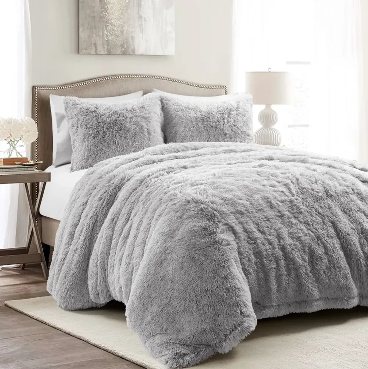 Emma Faux Fur Oversized Duvet Cover 3Pc Set