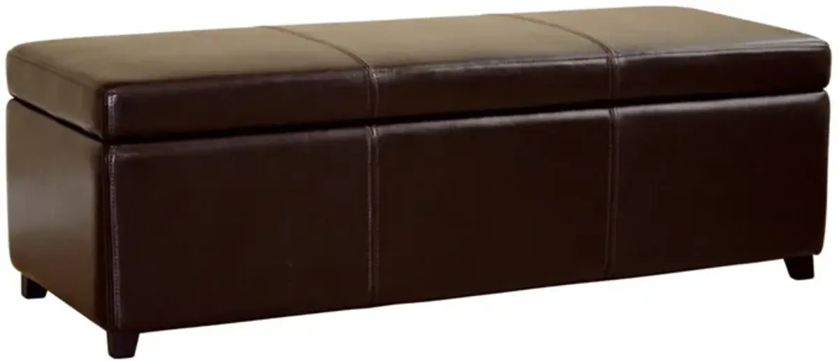 Baxton Studio Dark Brown Full Leather Small Storage Cube Ottoman