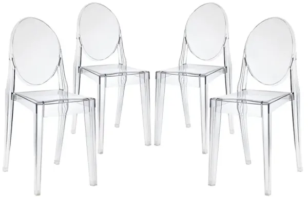 Clear Casper Dining Chairs Set of 4-Benzara