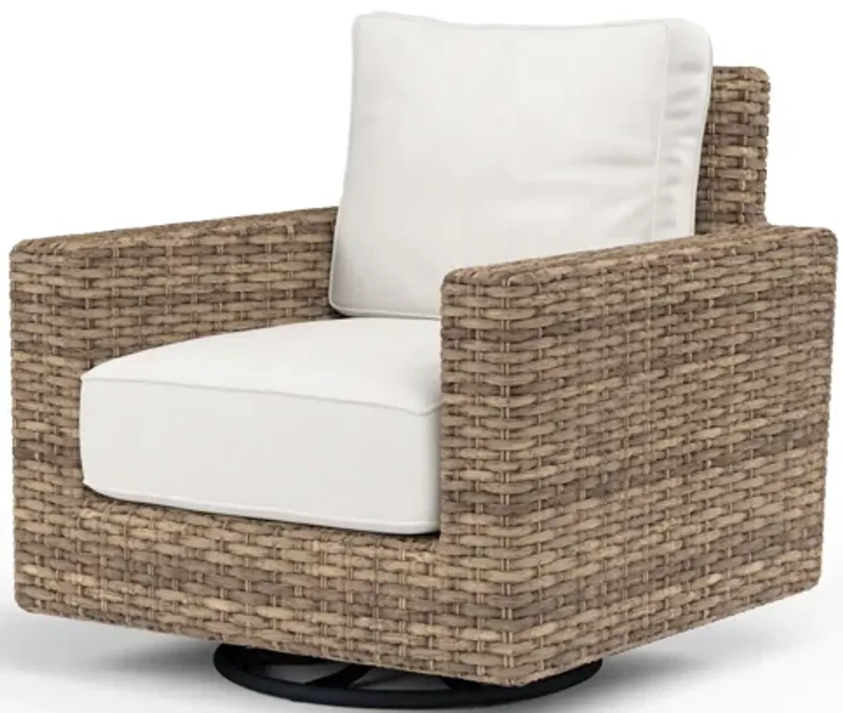 Havana Swivel Club Rocker in Canvas Flax w/ Self Welt