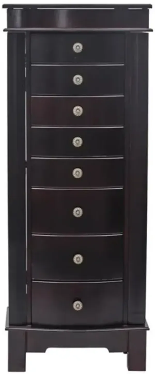 Jewelry Armoire with Mirror, 8 Drawers, 16 Necklace Hooks & 2 Side Swing Doors for Storage