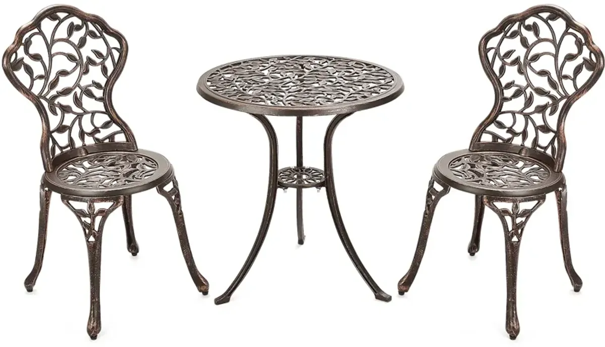 3 Pieces Cast Aluminum Bistro Set