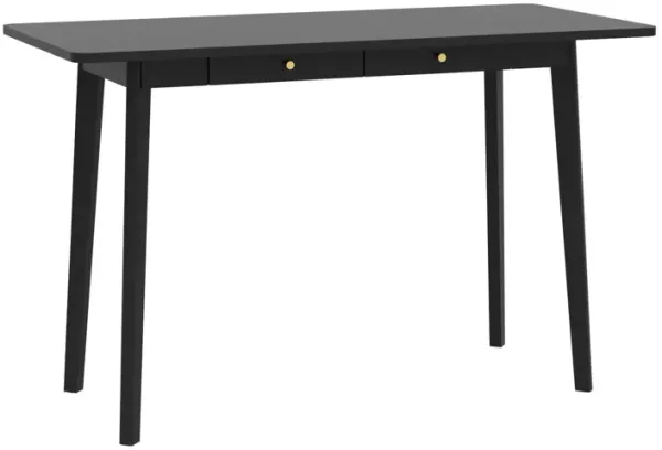 FUFU&GAGA Modern Dining Table with Storage Drawer, Rubberwood Legs and Gold Handles (47.2" W x 21.7" D x 30" H), Black