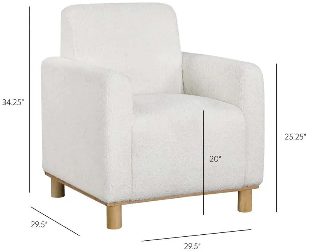 Comfort Pointe Maizie White Boucle Fabric Arm Chair