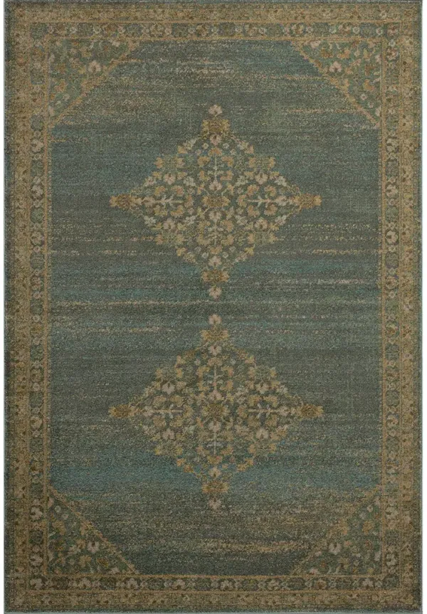 Mona Aqua/Wheat 2'6" x 8'0" Runner Rug by Magnolia Home by Joanna Gaines x Loloi