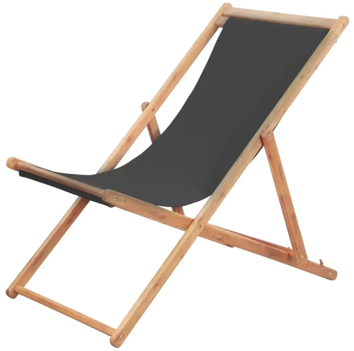 vidaXL Folding Beach Chair Fabric and Wooden Frame Gray