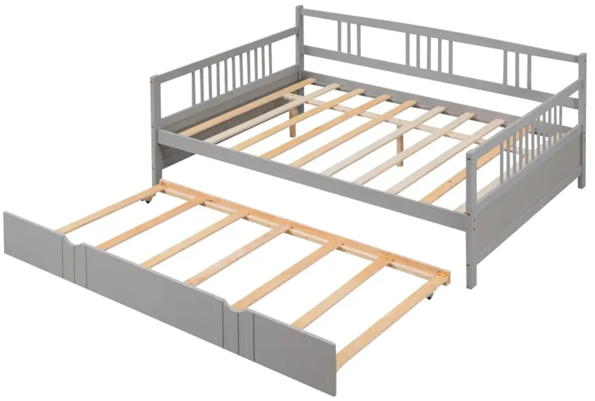 Merax Daybed Wood Bed with Twin Size Trundle