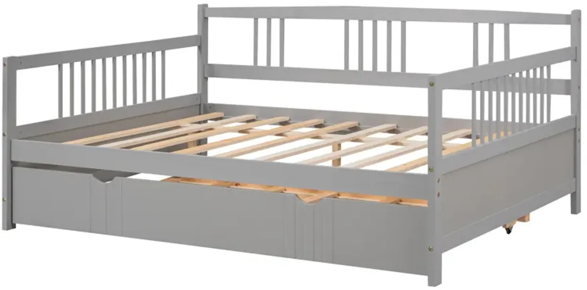 Merax Daybed Wood Bed with Twin Size Trundle