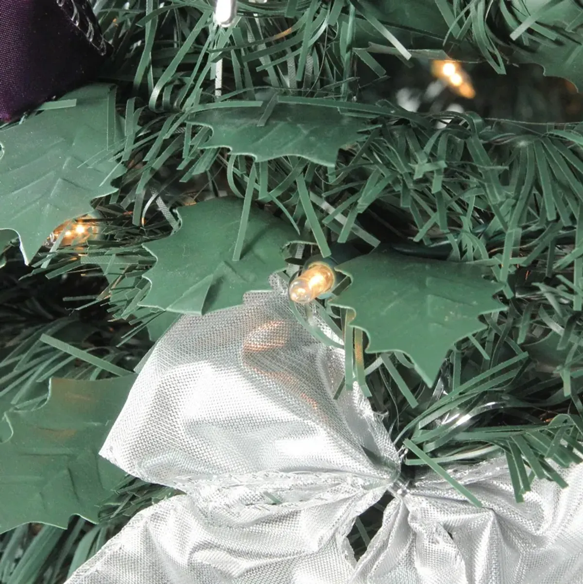 6' Pre-Lit Purple and Silver Pre-Decorated Pop-Up Artificial Christmas Tree  Clear Lights