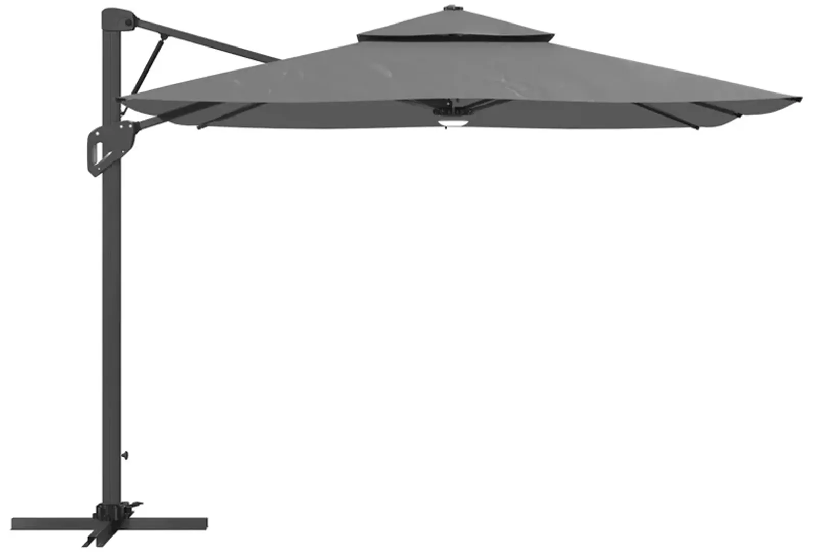 MONDAWE 10ft Square Solar LED Offset Cantilever Outdoor Patio Umbrella with Built-in Bluetooth Speaker