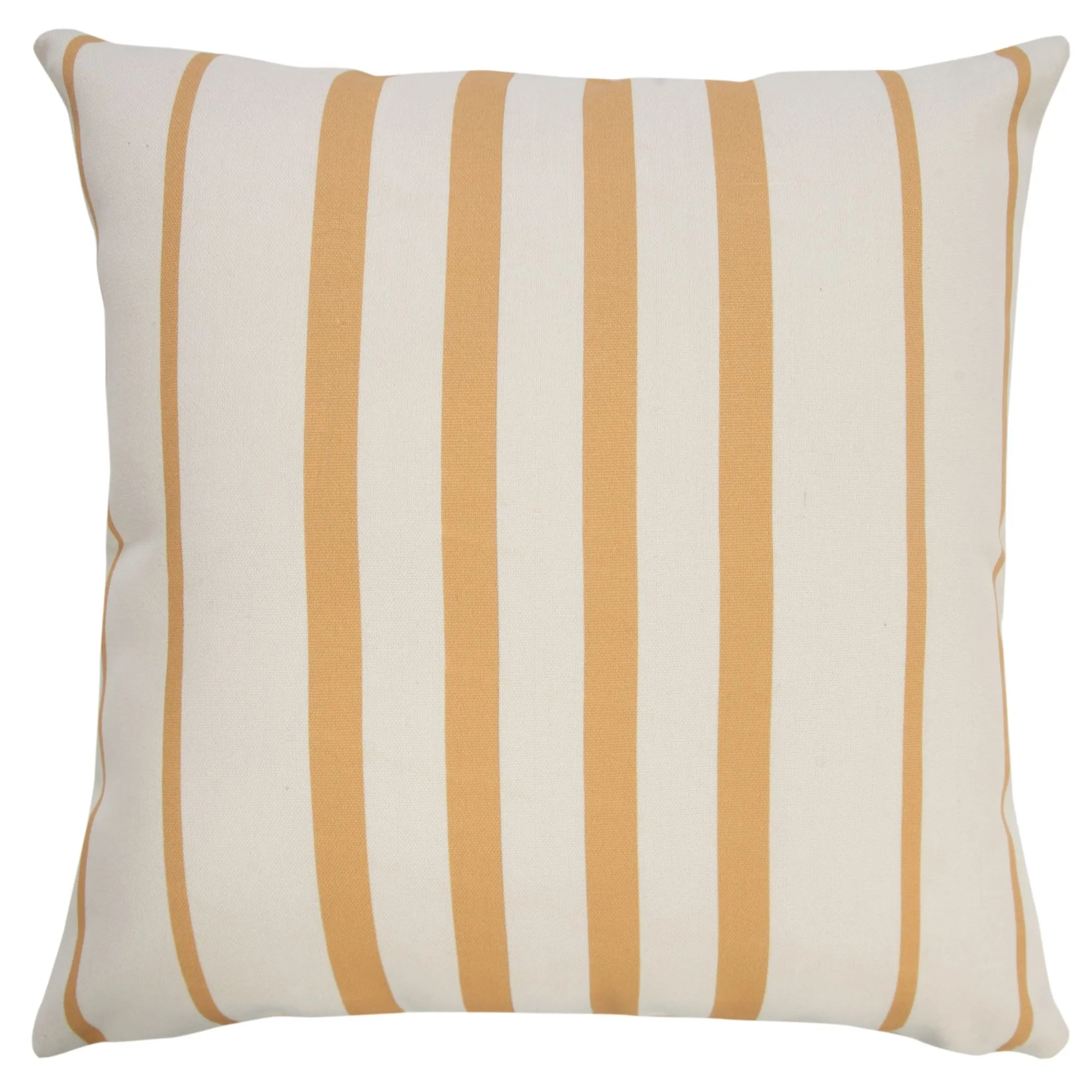 20" Yellow and White Striped Pattern Outdoor Square Throw Pillow