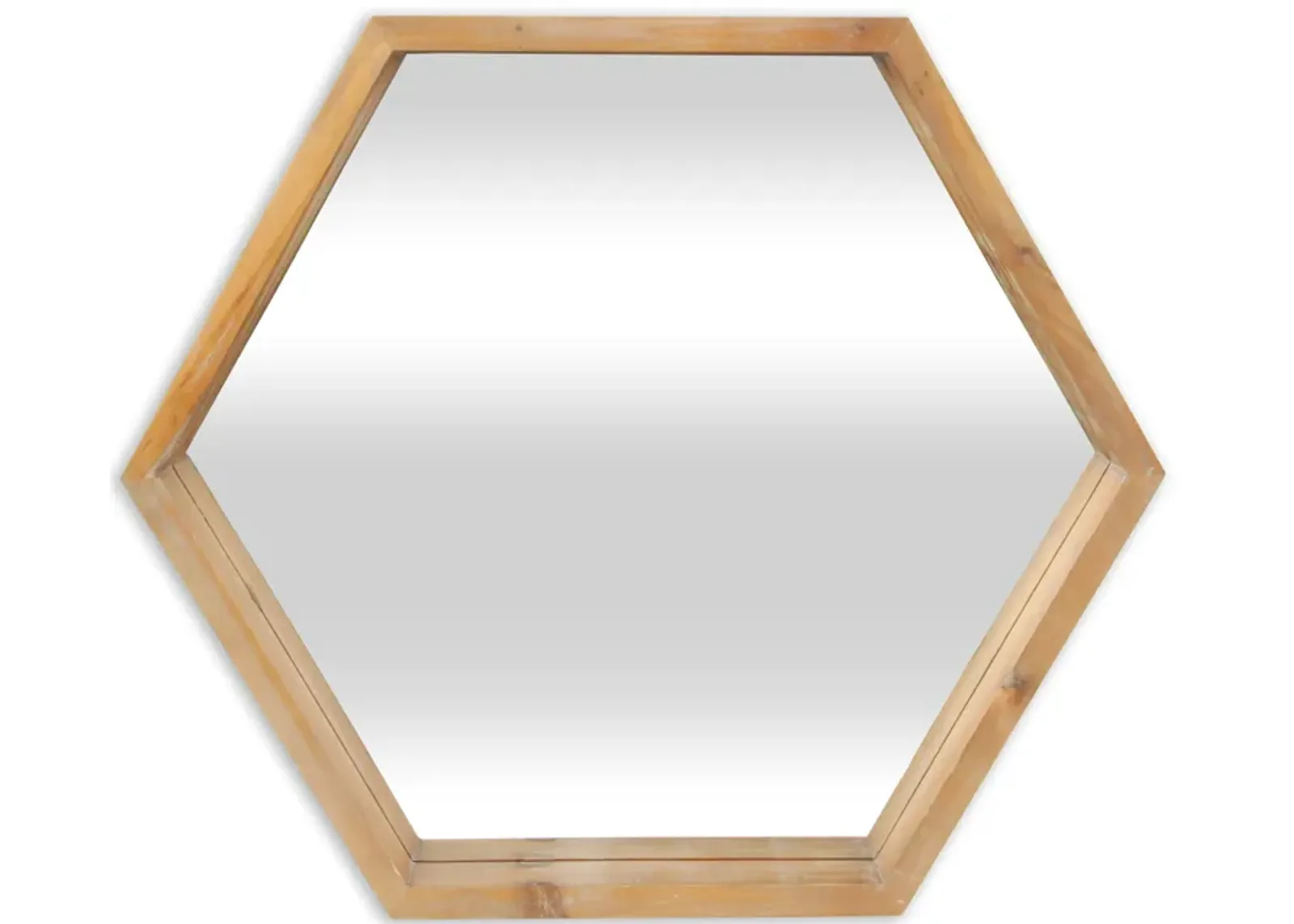 23.5" Brown Wooden Framed Hexagonal Wall Mirror