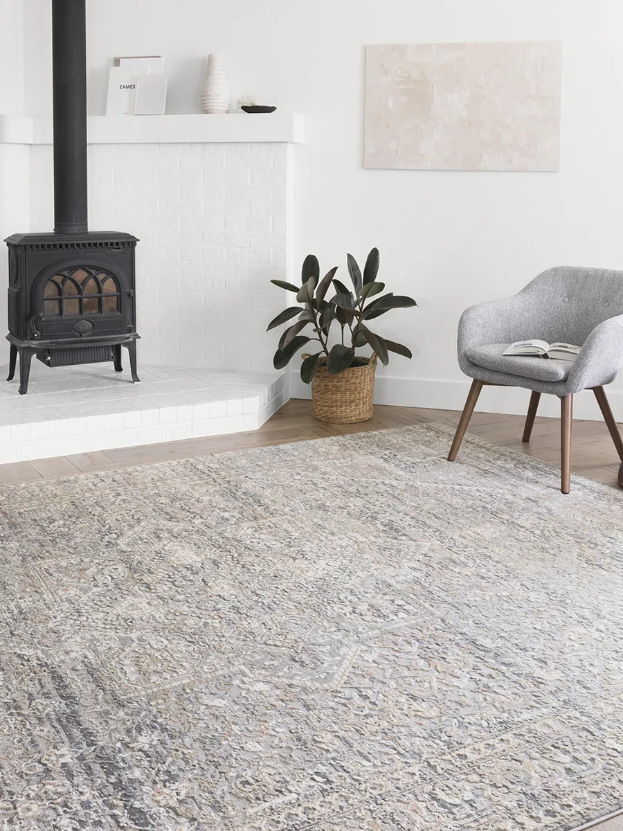 Lucia LUC01 Grey/Sunset 5'2" x 7'7" Rug