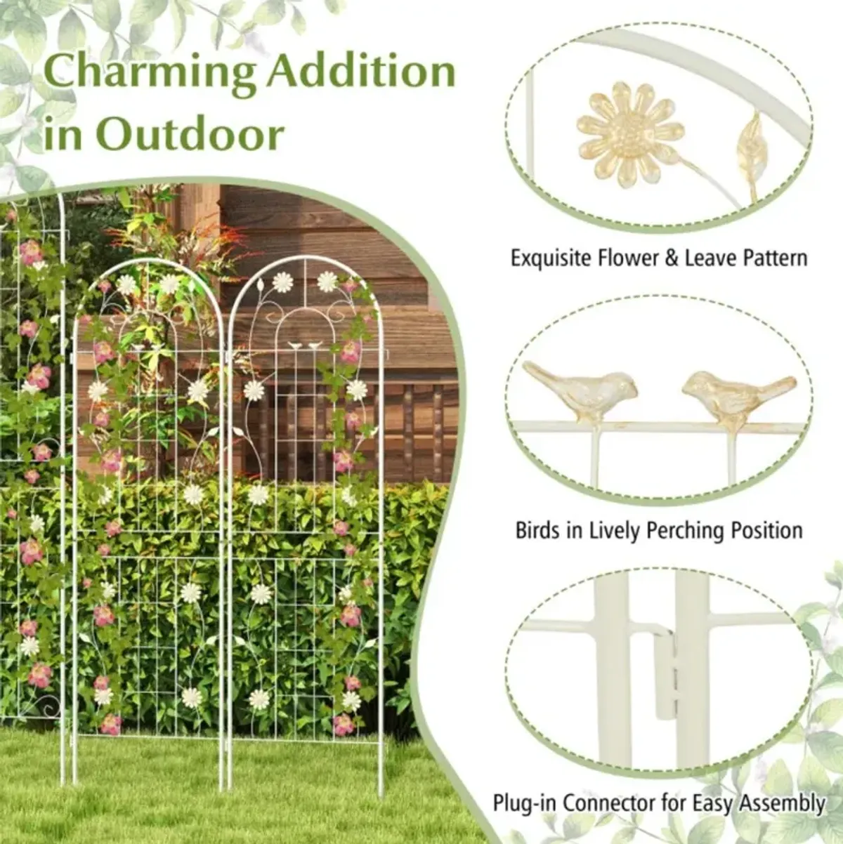 Hivvago 2 Pack 71 x 20 Inch Metal Garden Trellis Rustproof Plant Support for Climbing Plants