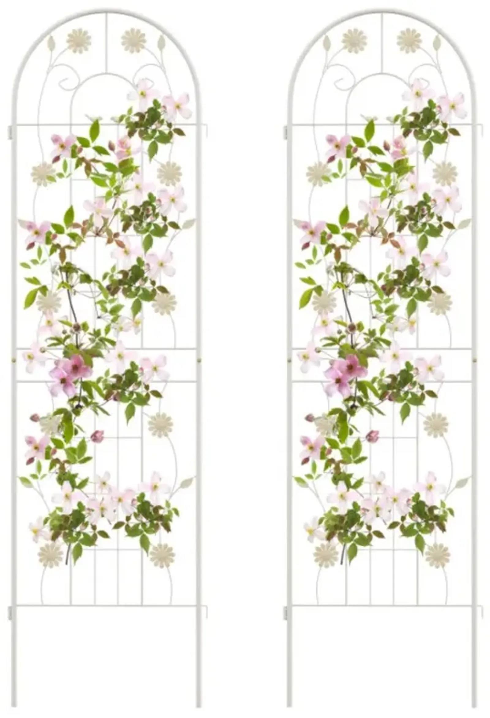 Hivvago 2 Pack 71 x 20 Inch Metal Garden Trellis Rustproof Plant Support for Climbing Plants