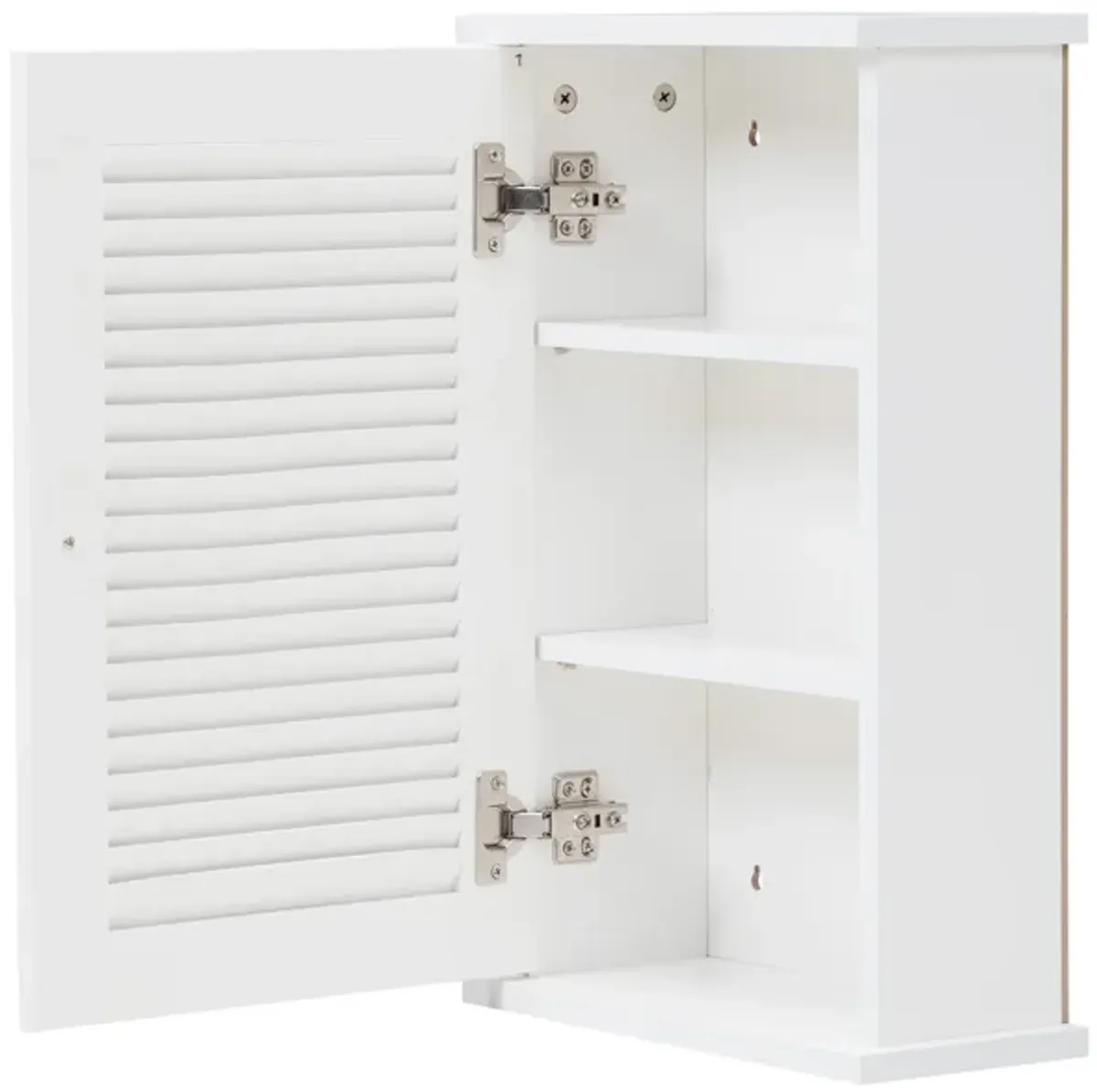 Jaxpety Hanging Cabinet with Louvered Doors White