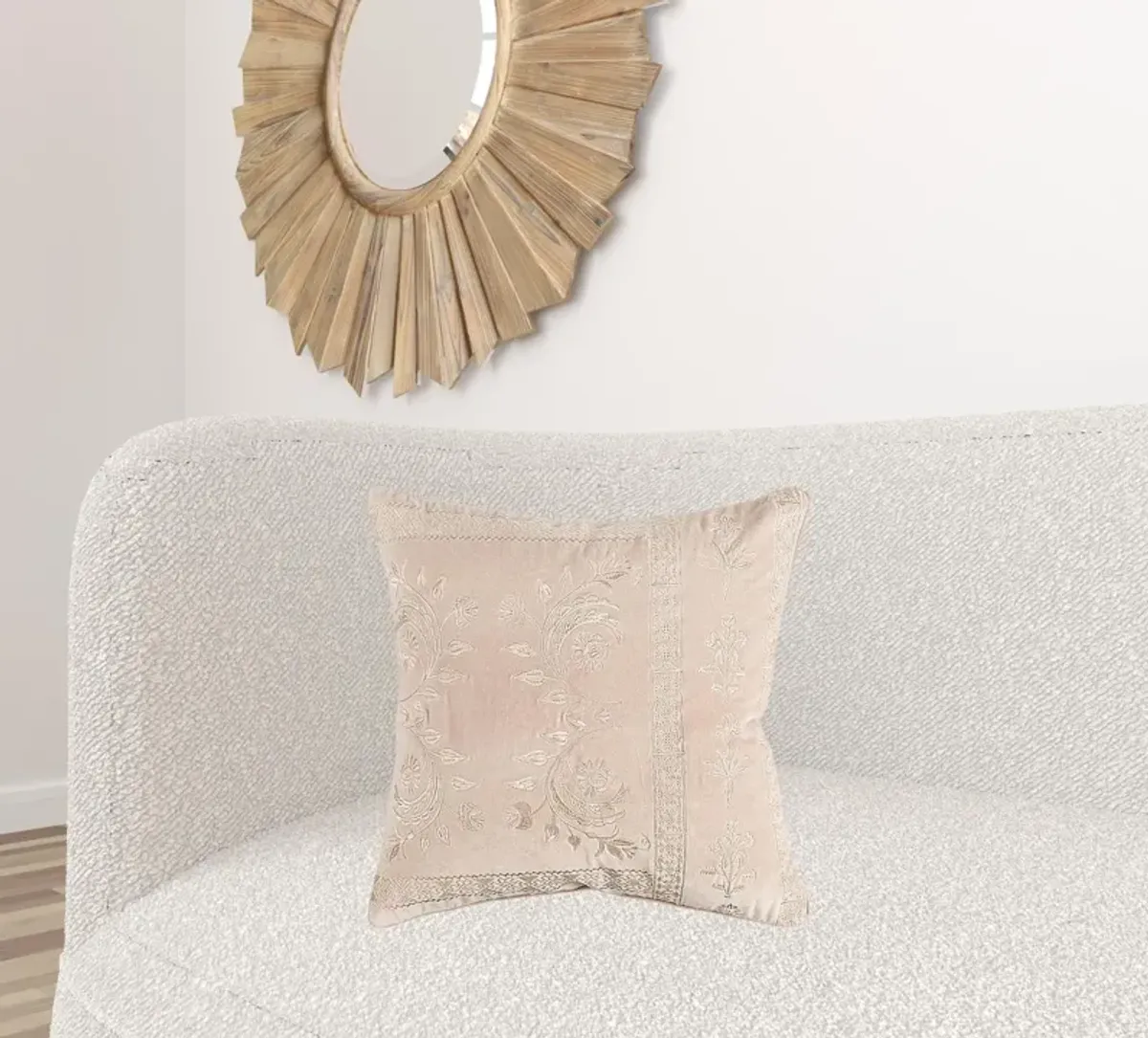 Hivvago Blush Pink Floral Textured Reversible Throw Pillow