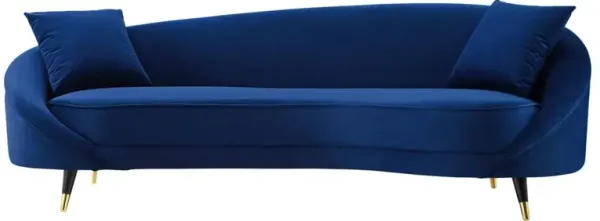 Modway Echo Curved Back Performance Velvet Sofa in Navy