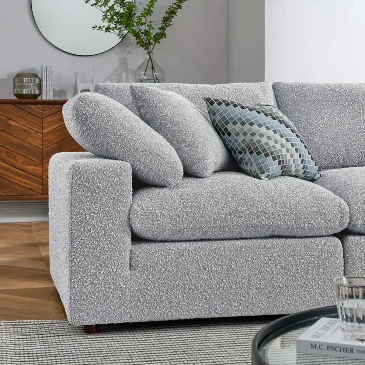 Commix Down Filled Overstuffed Boucle 5-Piece Sectional Sofa