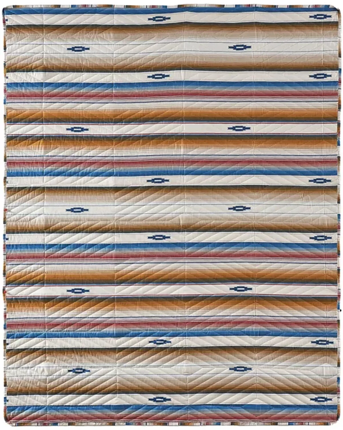 Rey 50 x 60 Quilted Throw Blanket, Ivory Multicolor Stripes Chevron Print