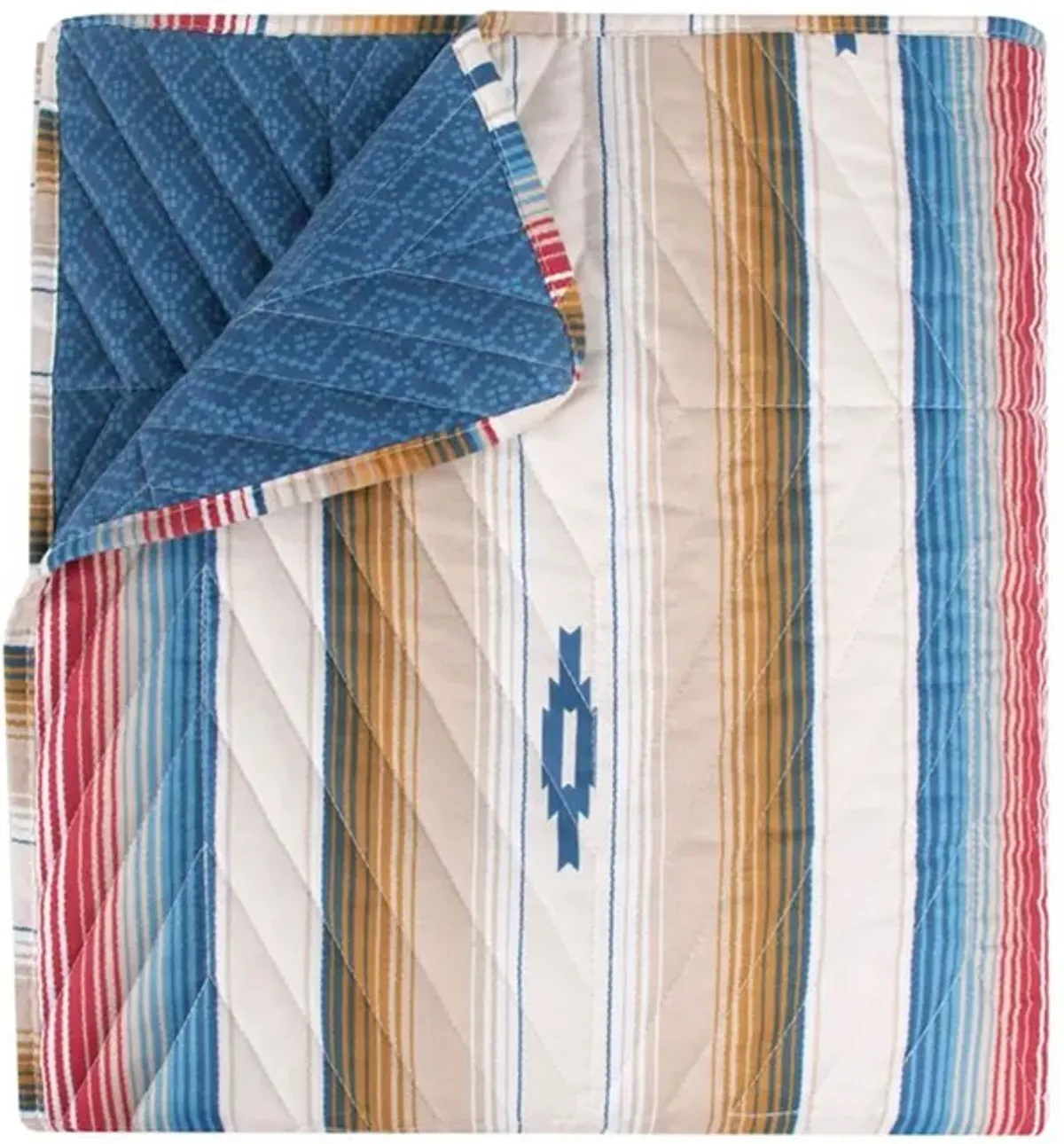 Rey 50 x 60 Quilted Throw Blanket, Ivory Multicolor Stripes Chevron Print