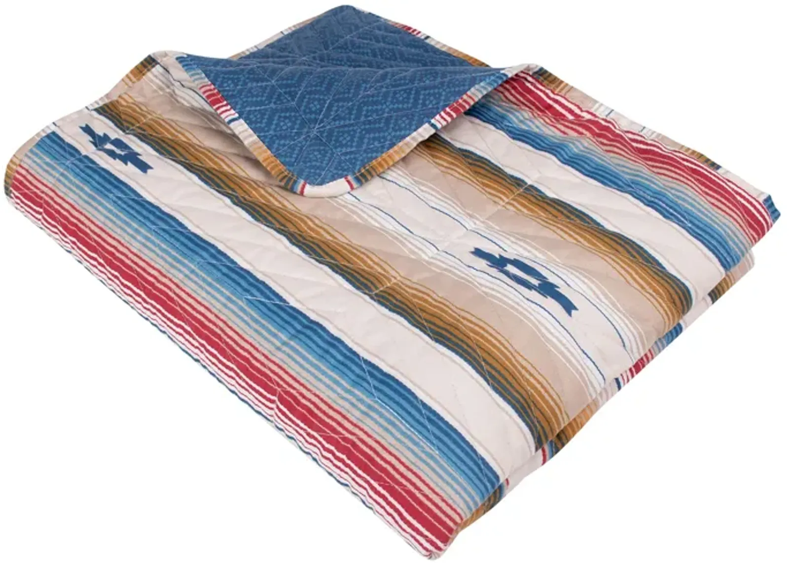 Rey 50 x 60 Quilted Throw Blanket, Ivory Multicolor Stripes Chevron Print