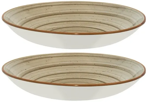 Terrain dia.11" h:2.5" 57 oz. Round Brown Porcelain Bowl (Set of 2)