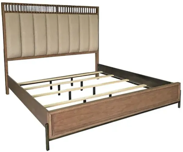 Aurora Queen Uph & Leather Panel Bed