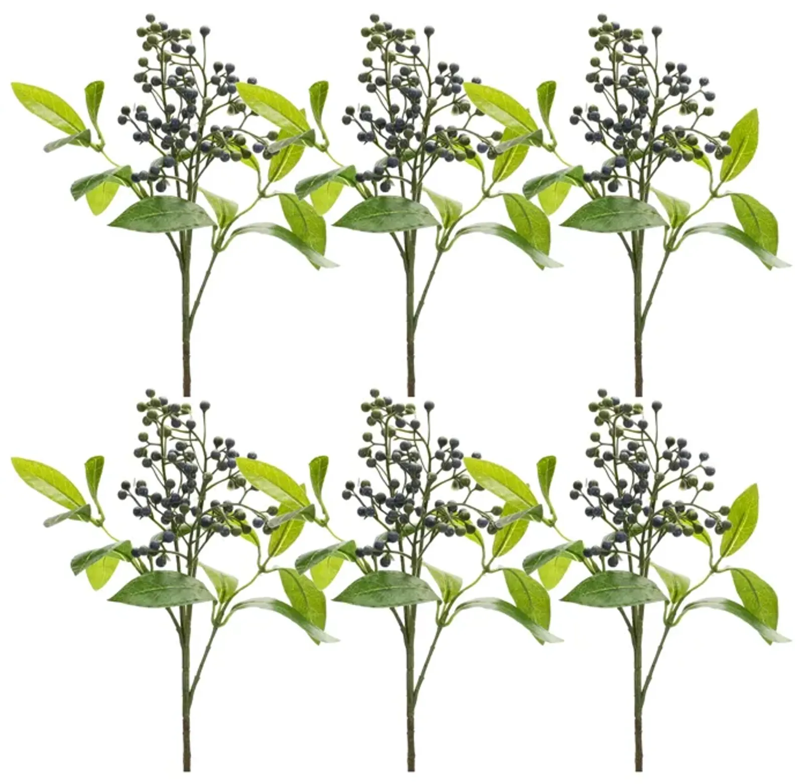 Berry Foliage Spray (Set of 6) – Artificial Decorative Branches for Holiday, Home, and Seasonal Decor