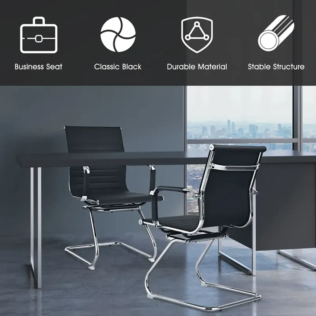 Costway Set of 4 Office Chairs Waiting Room Chairs for Reception Conference Area