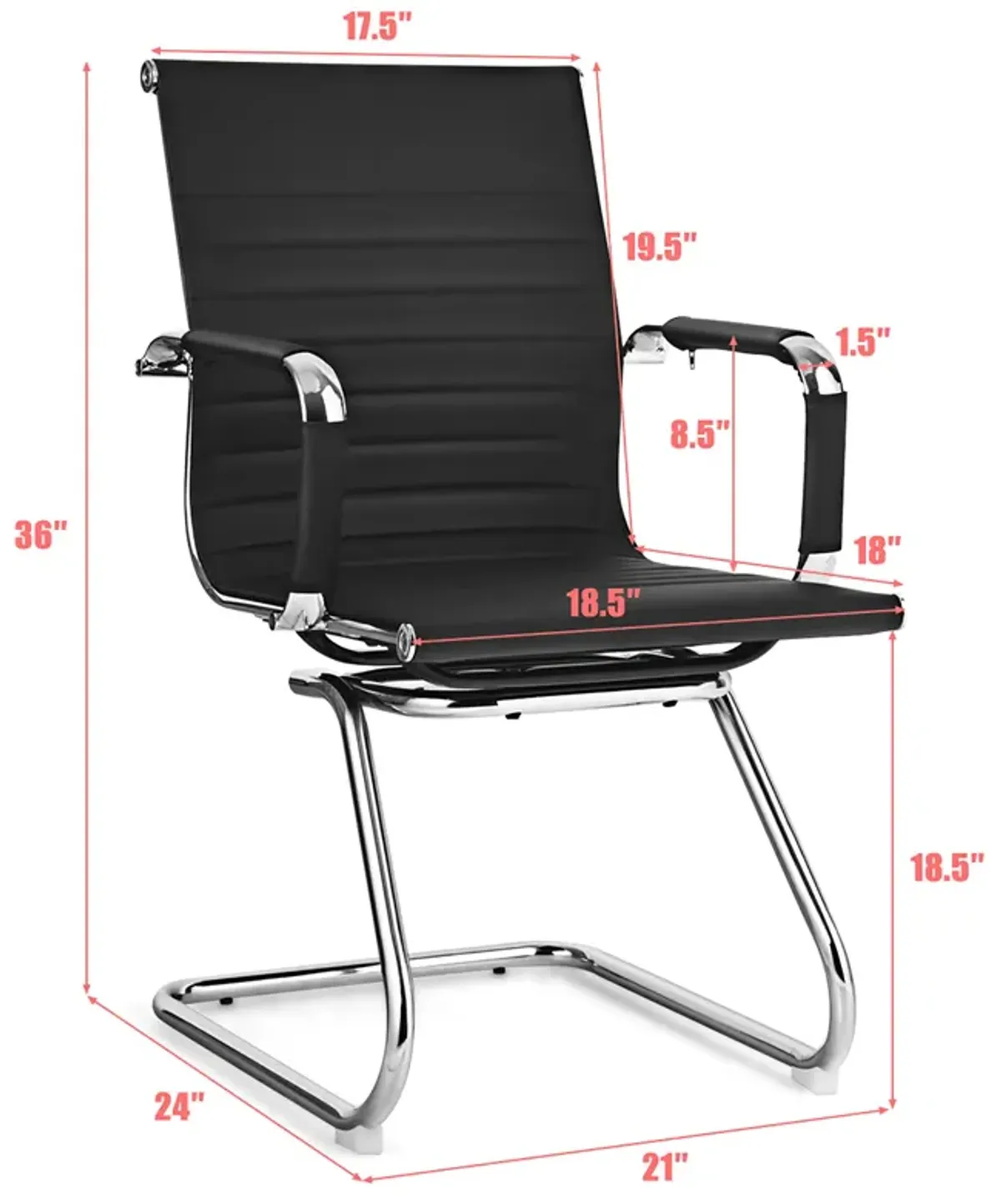 Costway Set of 4 Office Chairs Waiting Room Chairs for Reception Conference Area