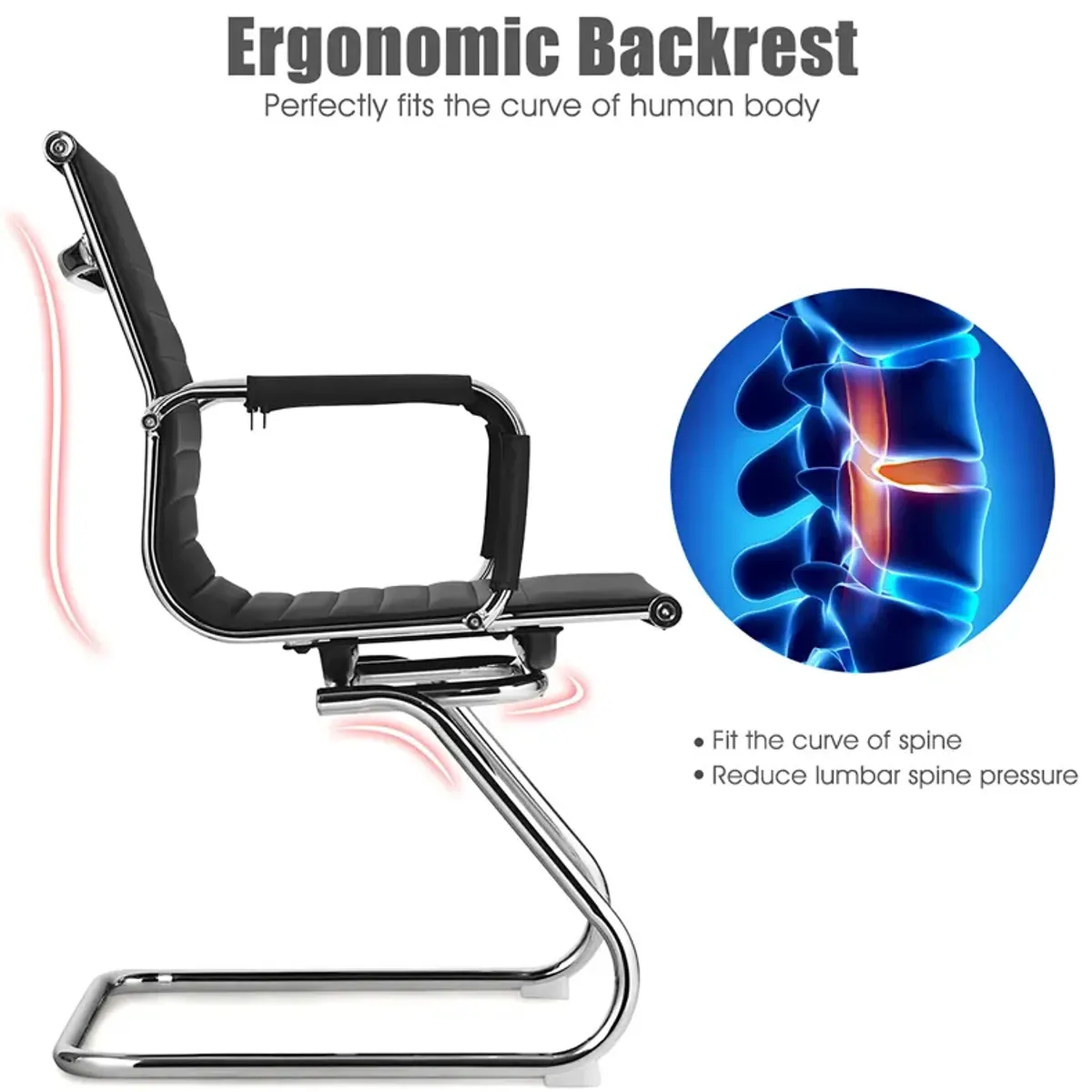 Costway Set of 4 Office Chairs Waiting Room Chairs for Reception Conference Area