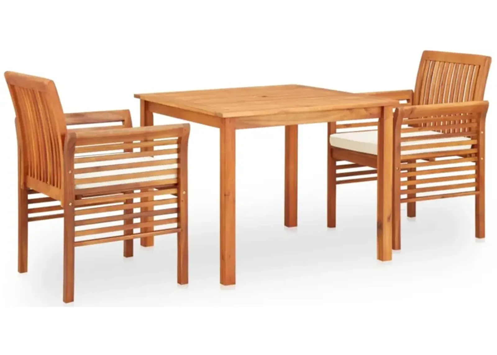 vidaXL 3 Piece Outdoor Dining Set with Cushions Solid Acacia Wood