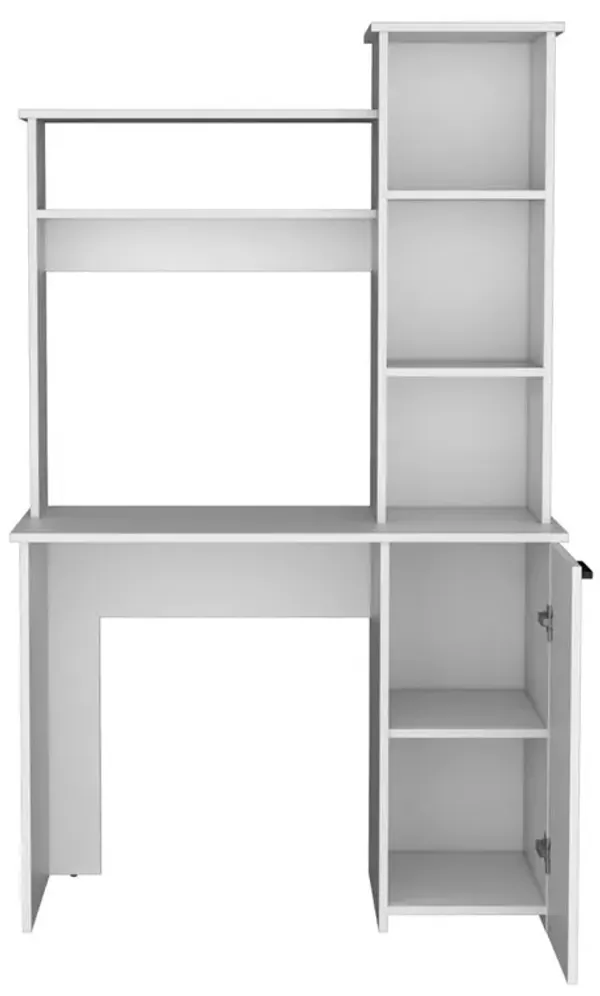 Computer Desk with Ample Work Surface, Hutch Storage and Single Door Cabinet